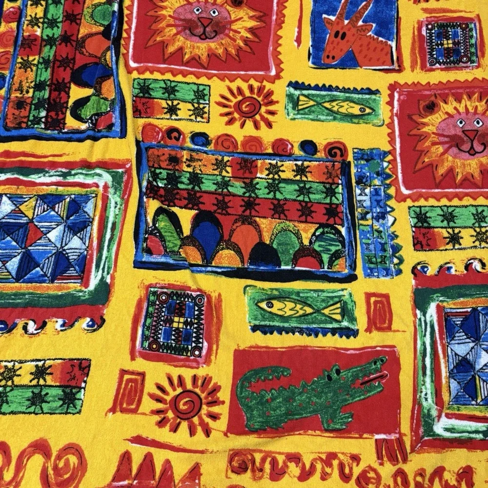 Vtg Brazilian Safari Impact Colorful XL Beach Towel 80s 90s Jungle 67X51